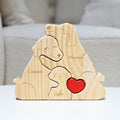 Rompecabezas de madera personalizado con familia de perros abrazando un corazón con nombres decoración de escritorio regalo de cumpleaños para familia