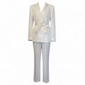 White Silk Blend Double-Breasted Suit