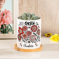 Flor personalizada It Is Okay to Be Different Nombre maceta de cerámica con base de bambú Cumpleaños positivo Inspirational Gift for Family Friend