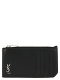 Saint Laurent Monogram Leather Card Case — Black