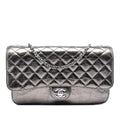Medium Metallic Crackled Calfskin Clams Pocket Flap
