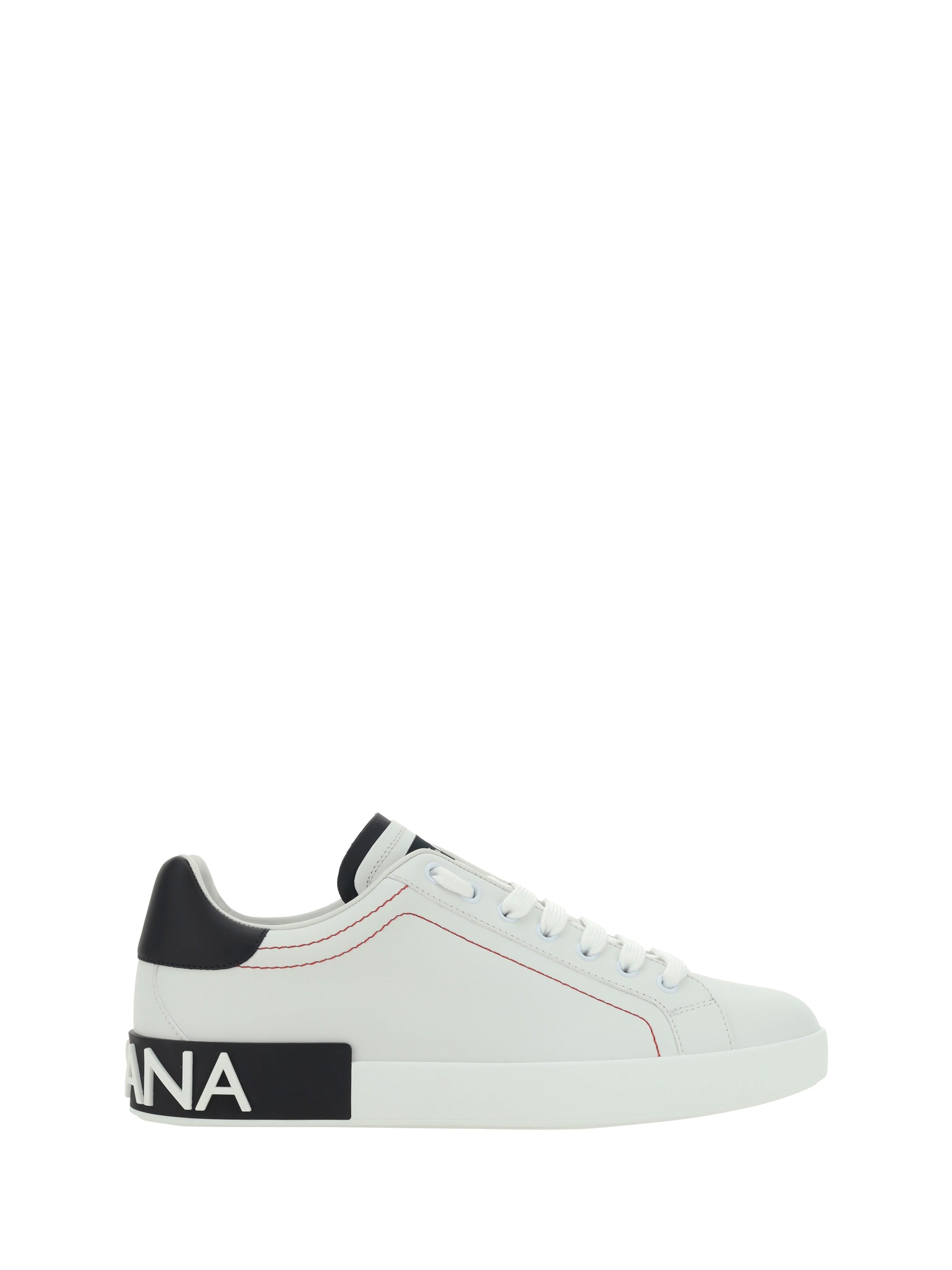 Dolce & Gabbana Logo-Print Leather Sneaker — White