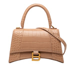 Small Croc Embossed Hourglass Top Handle Bag