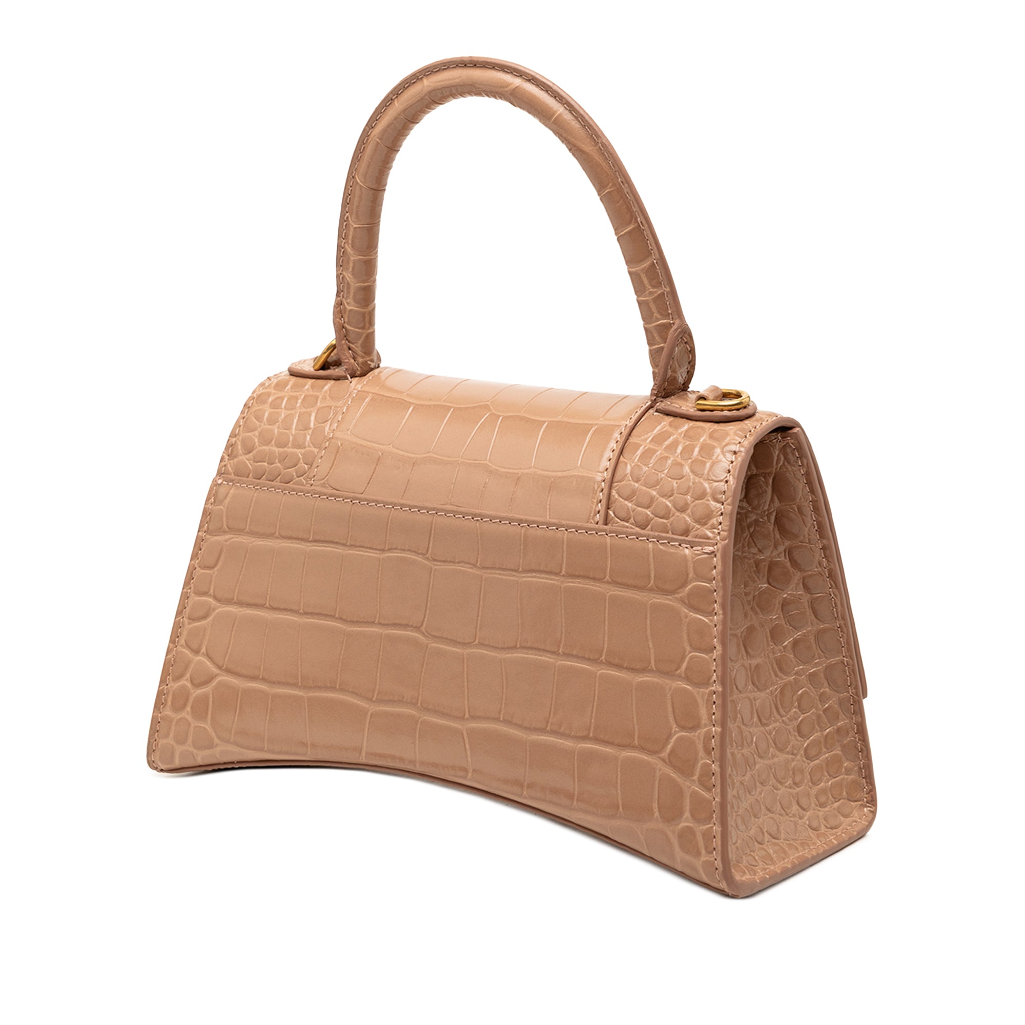Small Croc Embossed Hourglass Top Handle Bag