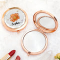 Espejo de maquillaje de bolsillo personalizado con flor de cristal de nacimiento y nombre Regalo de cumpleaños para mujeres Niñas