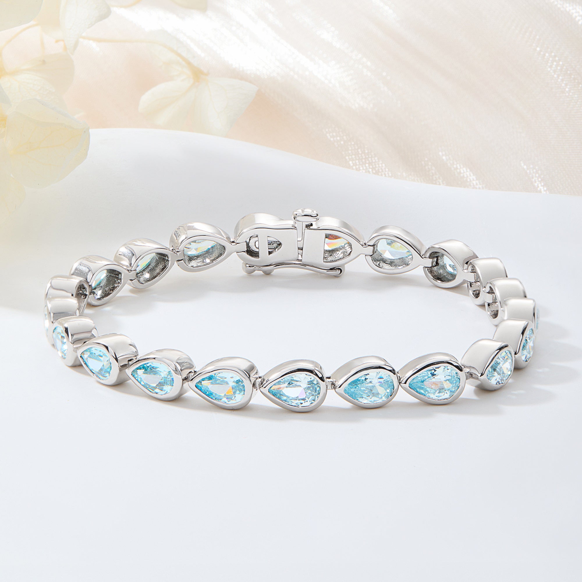 Personalizado Teardrop Birthstone Tennis Bracelet Elegante Joyería Delicada Cumpleaños Día de la Madre Aniversario Regalo para Mamá Esposa Novia Amigo