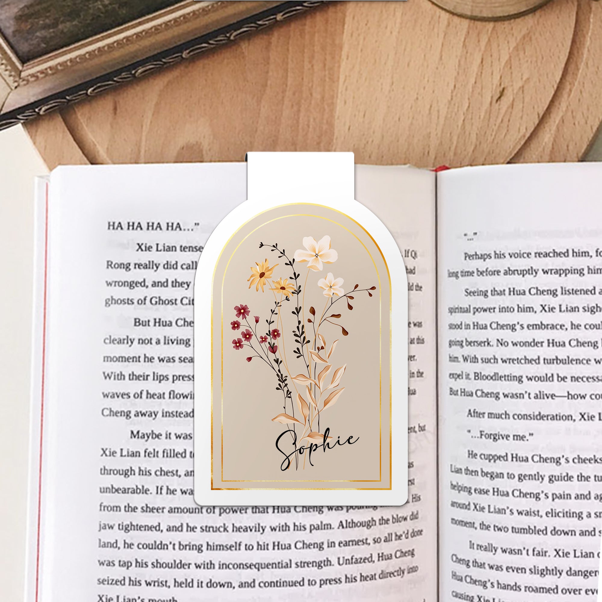 Personalizado Flores Minimalista Marcapáginas Magnético Clip con Nombre Accesorio de Lectura Regalo de Cumpleaños para Amigos Amantes de los Libros