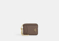 COACH® Women's Tarjetero con cremallera en Castaño | Cuir