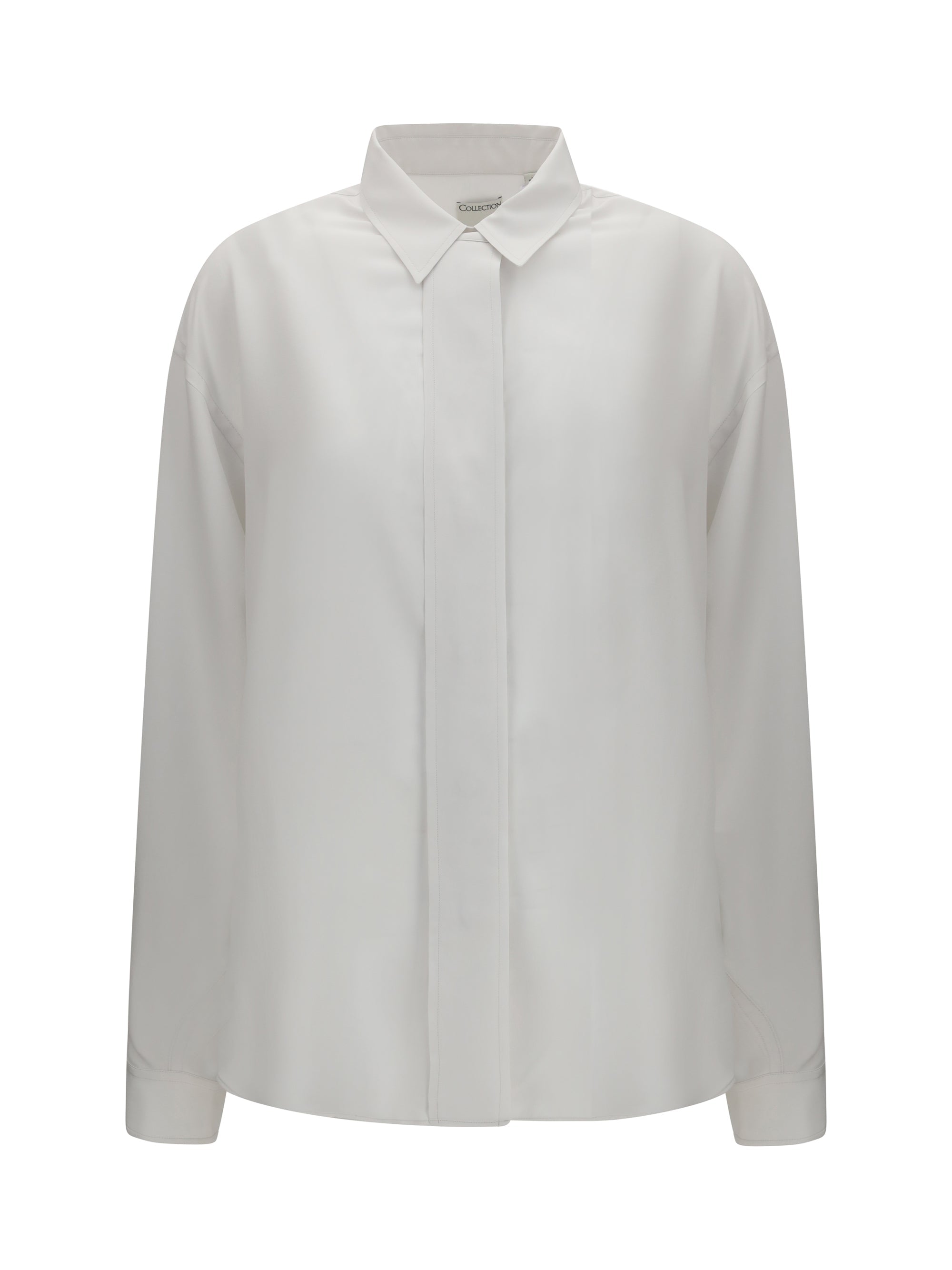 Calvin Klein Long-Sleeve Silk Shirt — White