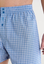 Calzoncillo Bóxer Hombre Algodón Tela Cuadros - Azul 6323_36