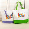 Bolsa de lona de gran capacidad personalizada con nombre de trabajador social Regalo de agradecimiento para graduados de la escuela de trabajo social