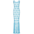 Aqua Shell Handmade Maxi Crochet Dress