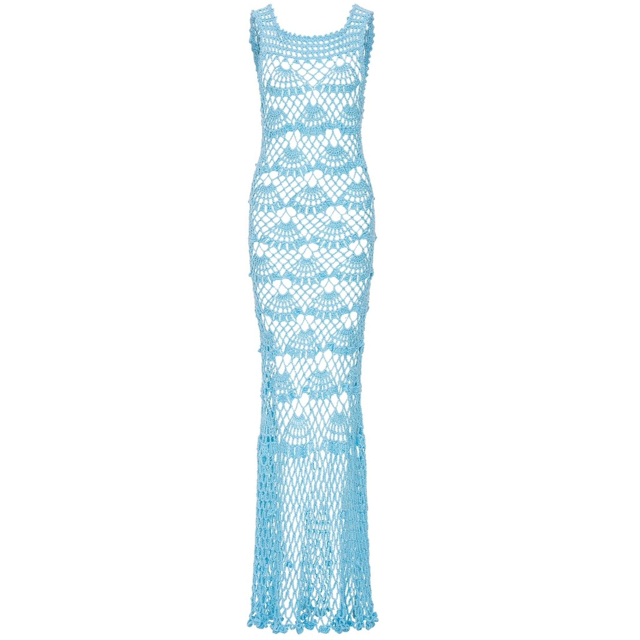 Aqua Shell Handmade Maxi Crochet Dress