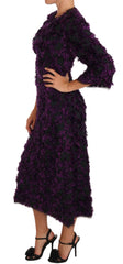 Women's Purple Fringe Midi Sheath Dress Polyester