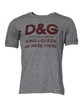 Gray Logo Print Cotton Crew Neck Men T-Shirt