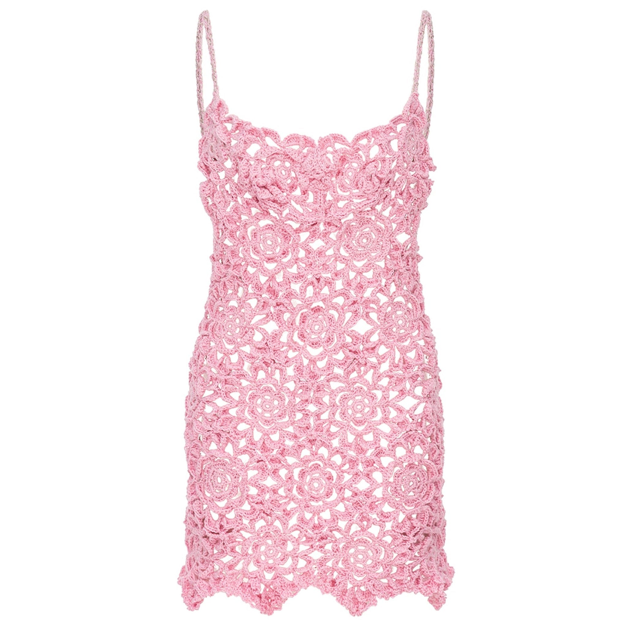 Pink Pearl Handmade Crochet Mini Dress