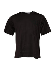 Men's Dark Brown Logo Cotton Crew Neck T-Shirt