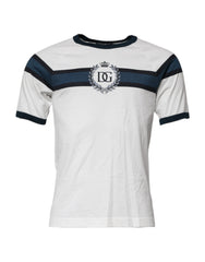 White Logo Print Cotton Men Crew Neck T-Shirt