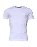 Men's White Logo Plaque Cotton Crew Neck T-Shirt