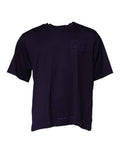 Men's Navy Blue Dg Logo Cotton Crew Neck T-Shirt
