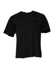 Men's Black Dg Logo Cotton Crew Neck T-Shirt