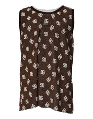 Men's Brown Logo Monogram Cotton Crew Neck T-Shirt Nylon
