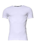 Men's White Cotton Stretch Crewneck Underwear T-Shirt Elastane