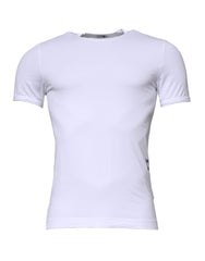 Men's White Cotton Stretch Crewneck Underwear T-Shirt Elastane