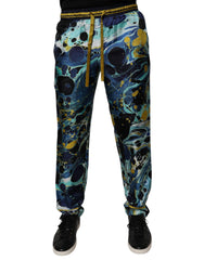 Men's Multicolor Marble Print Jogger Sweatpants Pants Silk
