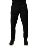 Men's Black Wool Jogger Jogging Pants Virgin