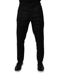 Men's Black Wool Jogger Jogging Pants Virgin