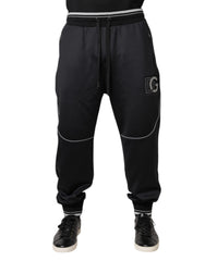 Men's Logo-Embroidered Joggers Black Polyester Elastane
