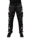 Men's Floral Polyester Joggers Black