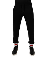 Men's Black Wool Mid Waist Jogger Sweatpants Pants