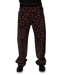 Black Cherry Cotton Straight Men Denim Jeans Elastane Clothing