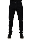 Black Cotton Stretch Slim Fit Men Denim Jeans Elastane Clothing