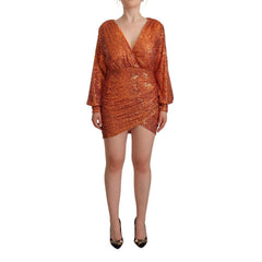 Women's Orange Polyester Cocktail Dress