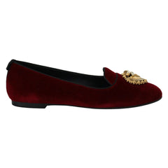 Women's Burgundy Cotton Slip-On Loafers