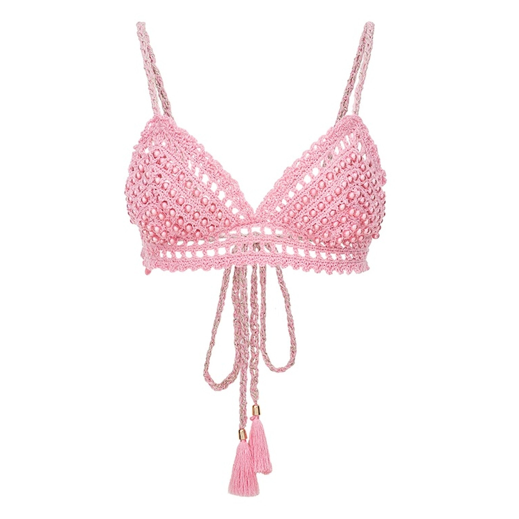 Pink Pearl Handmade Crochet Bra