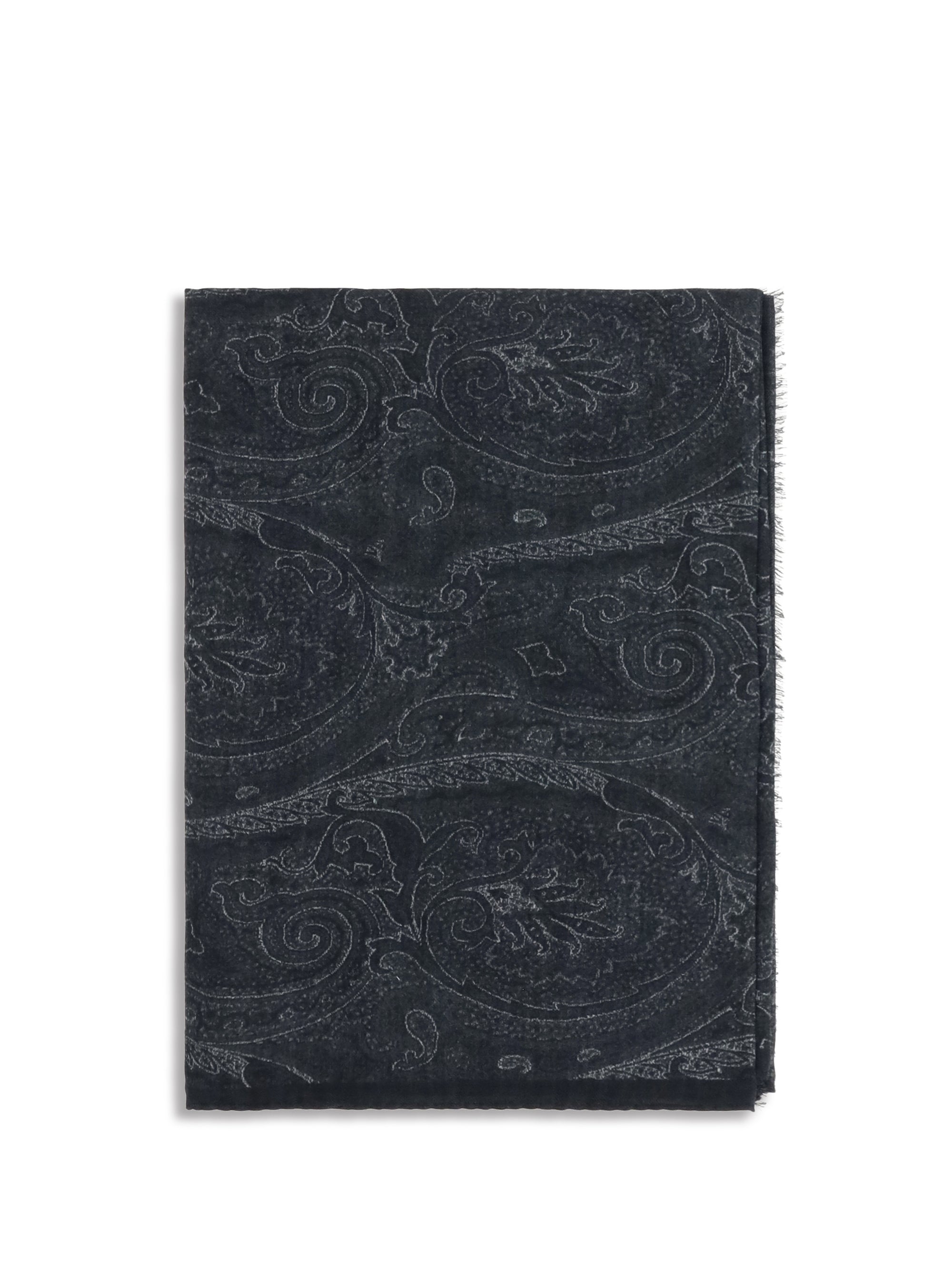 Etro Paisley Print Modal Cashmere Blend Scarf — Black