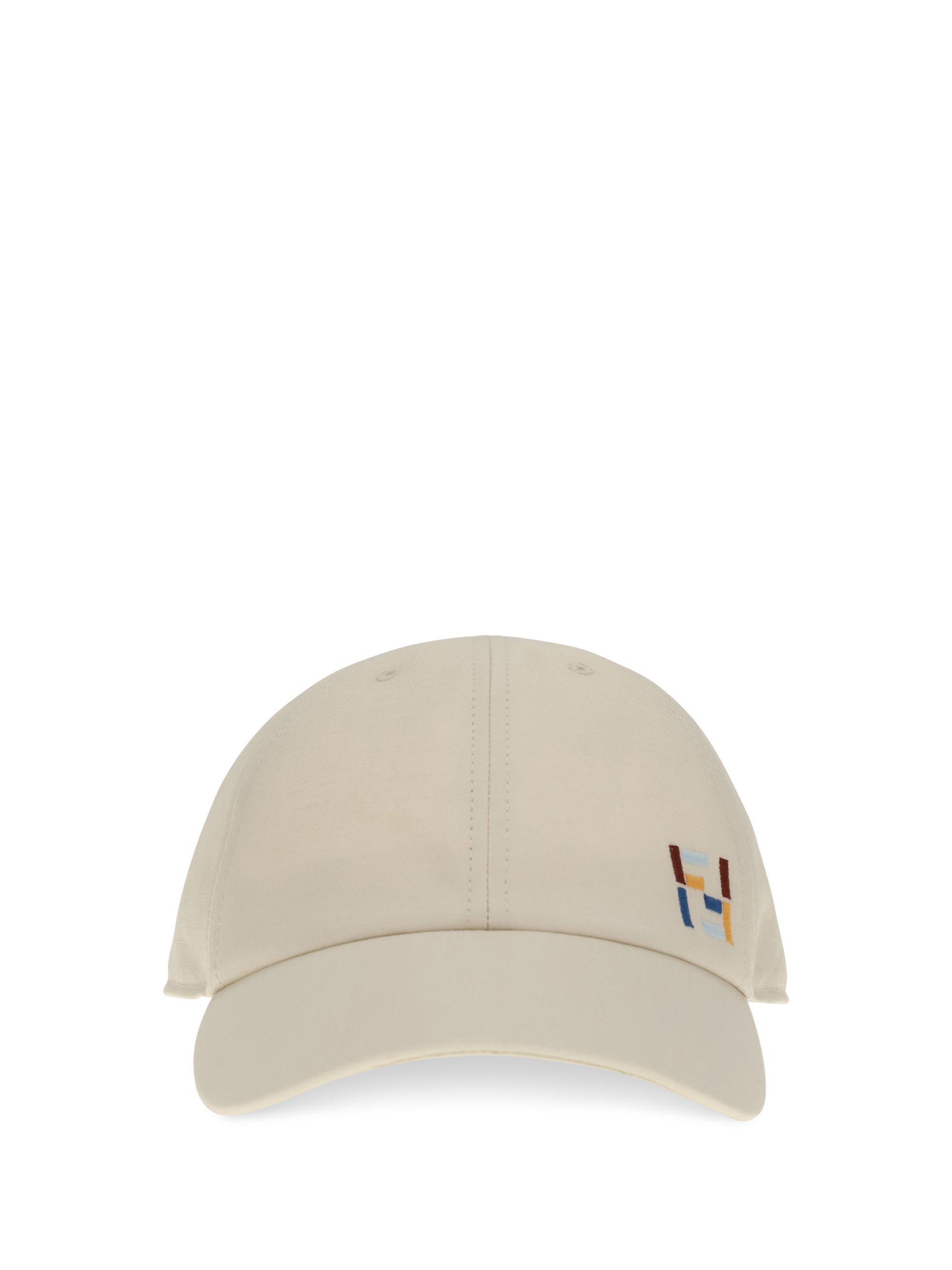 Fendi FXQ230B17M Multicolor Logo-Embroidered Baseball Cap — Beige