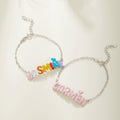 Esmalte personalizado 3D Burbuja Letra Nombre Pulsera Única Joyería Cumpleaños Aniversario Día de la Madre Regalo para Mujeres Niñas