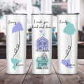 Vaso personalizado I Wish You Lived Next Door State Map Names 20 oz Skinny Tumbler with Lid and Straw Travel Accessory Long Distance Gift for Friend Family