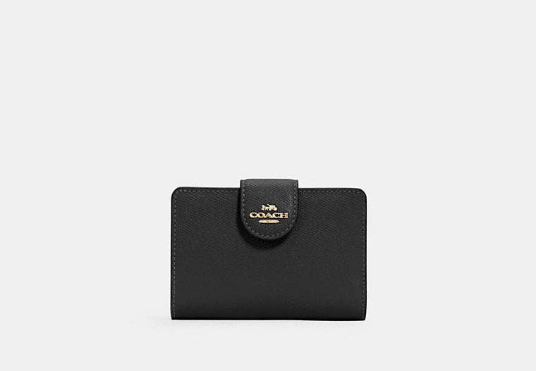 COACH® Women's Mediano Corner Zip Wallet en Negro | Cuir