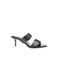 Women's Buckle Leather Stiletto Sandal Black