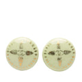 CC Resin and Gold Plated Round Clip on Earrings
