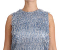 Women's Fringe Shift Tank Top Blue Silk Tops