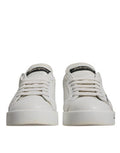 Women's White Blue Logo Portofino Sneakers Shoes And Calfskin Leather