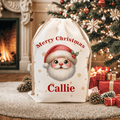 Bolsa de regalo de cordón personalizada con el nombre y el texto de Papá Noel de dibujos animados lindo regalo de Navidad para la familia amigos