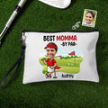 Bolsa de maquillaje personalizada de dibujos animados con foto y nombre Accesorios de viaje Regalo de cumpleaños para mujeres jugadoras de golf